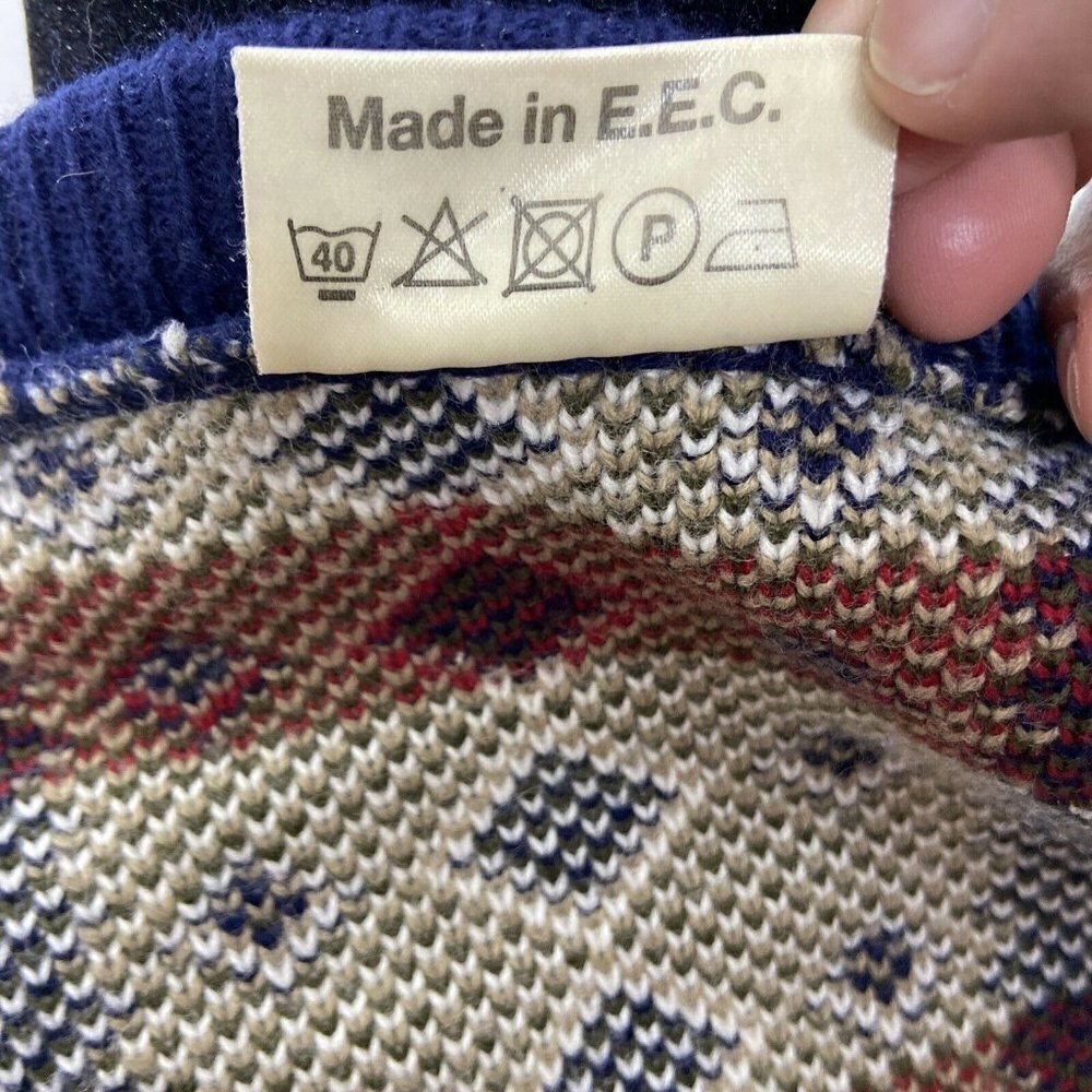 Vintage Esskay Originals Woman 11 M Cardigan Sweater Fair Isle‎ Floral EEC Euro - Picture 7 of 9